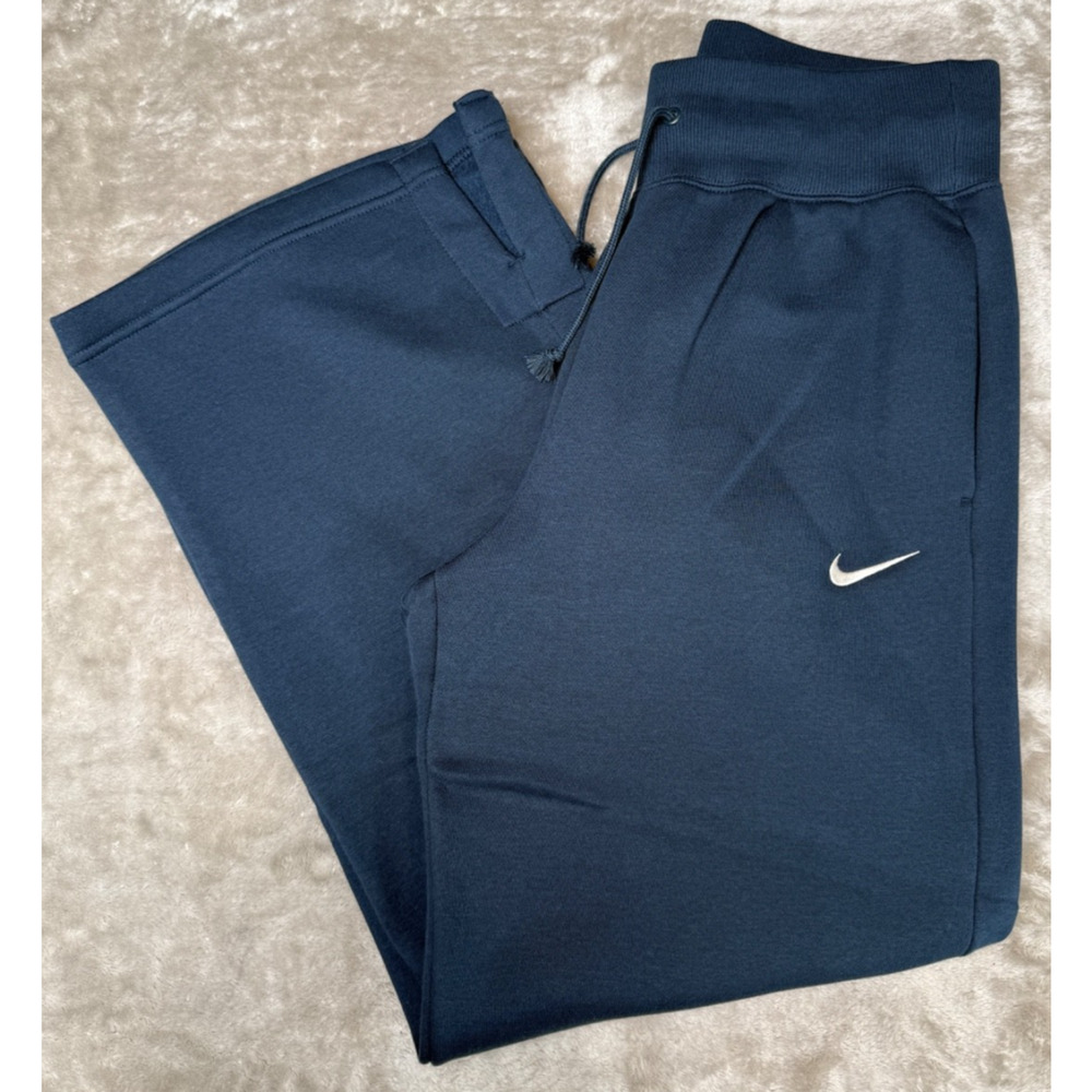 Nike Phoenix Fleece Armory Navy Blue Wide Leg Sweatpants Womens Size M